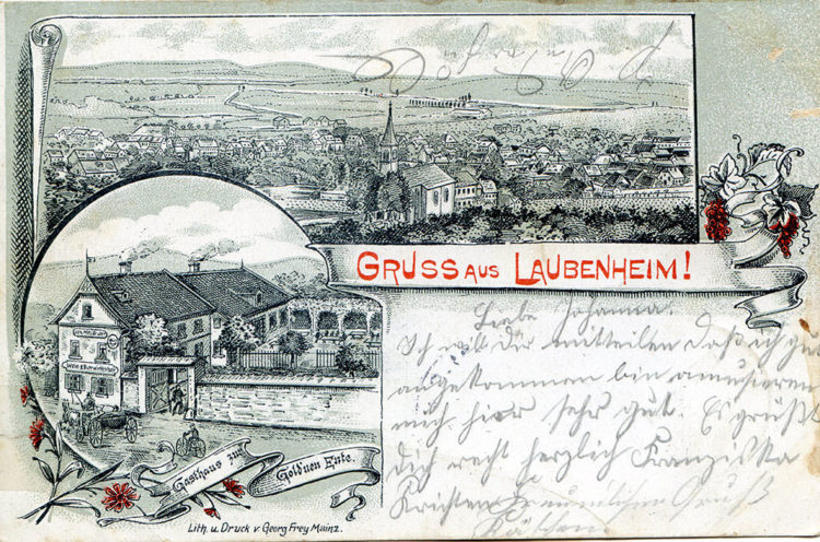 Postkarte des Gasthaus Goldene Ente