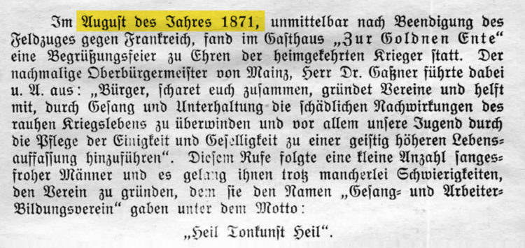 Ersterwähnung der Goldenen Ente im Jahre 1871